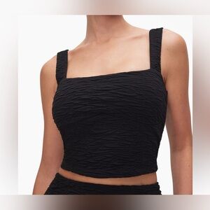 Good American Black Textured Women's Crop Top